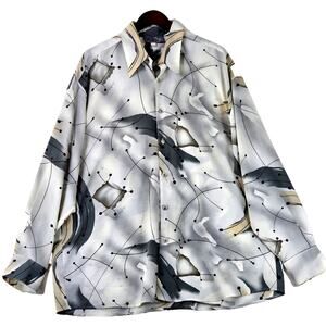 Platini Jeans Cougar Vintage Men's Shirt Abstract Long Sleeve Button Down XL